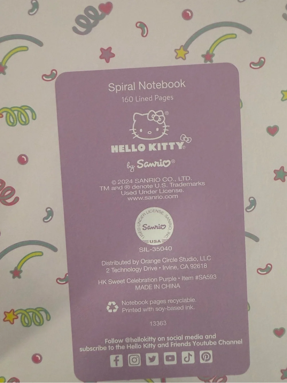 Sanrio Hello Kitty - stars and hearts - spiral notebook